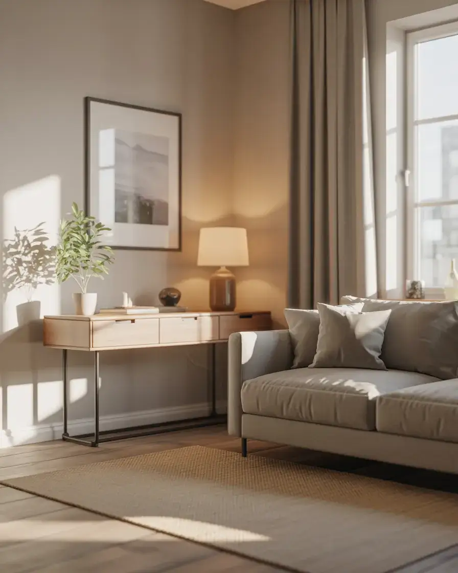 Slim Console Table Behind the Sofa 1