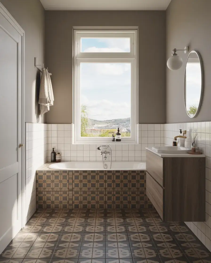 Small Bathroom With Elegant Tub Tile 2