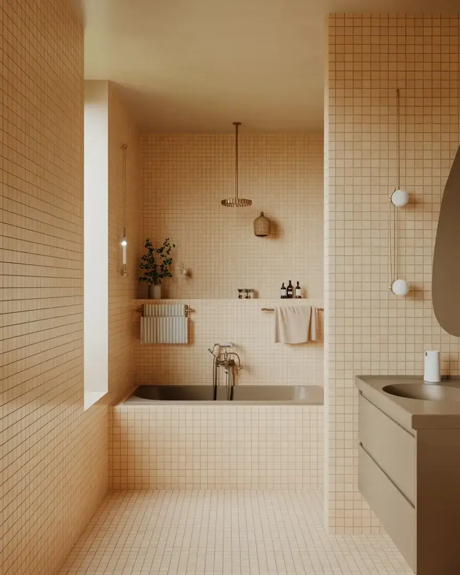 Small Bathroom With Warm Neutral Colors 2