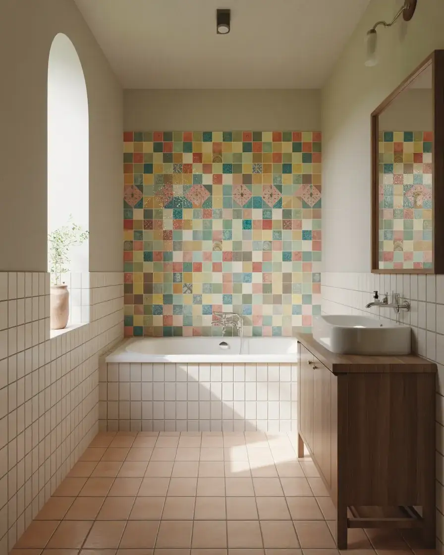 Small Bathroom With a Colorful Accent Wall 1