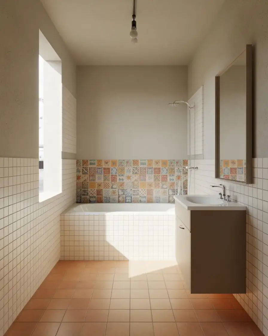 Small Bathroom With a Colorful Accent Wall 2