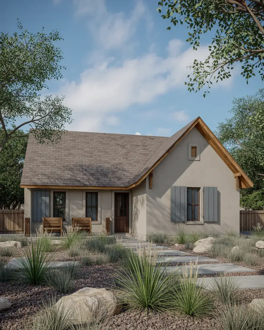 Texas Rustic Rock and Grass Landscape 2