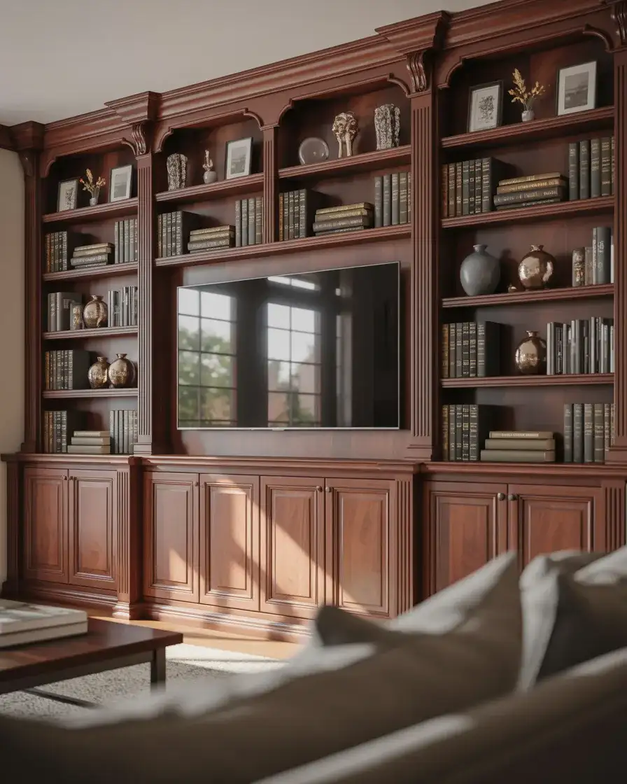 Traditional Bookshelf TV Wall 1