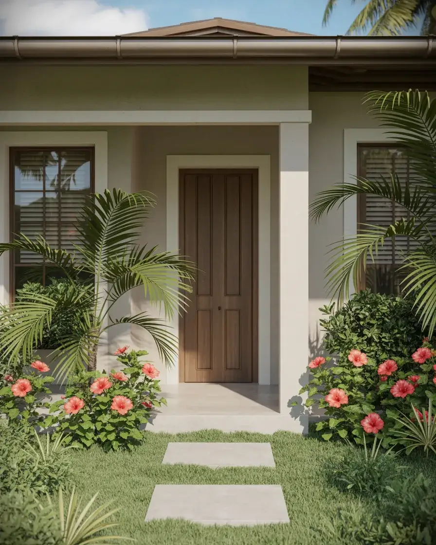 Tropical Florida Front Yard with Flowers 2