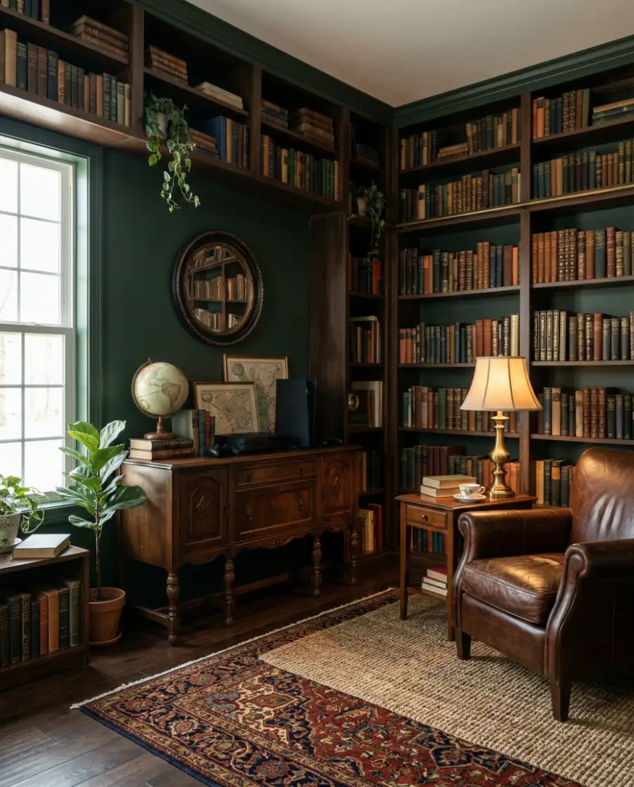 Vintage Green Console Library 1