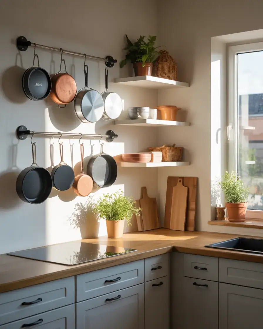 Wall-Mounted Pot Rack for Small Kitchens 1