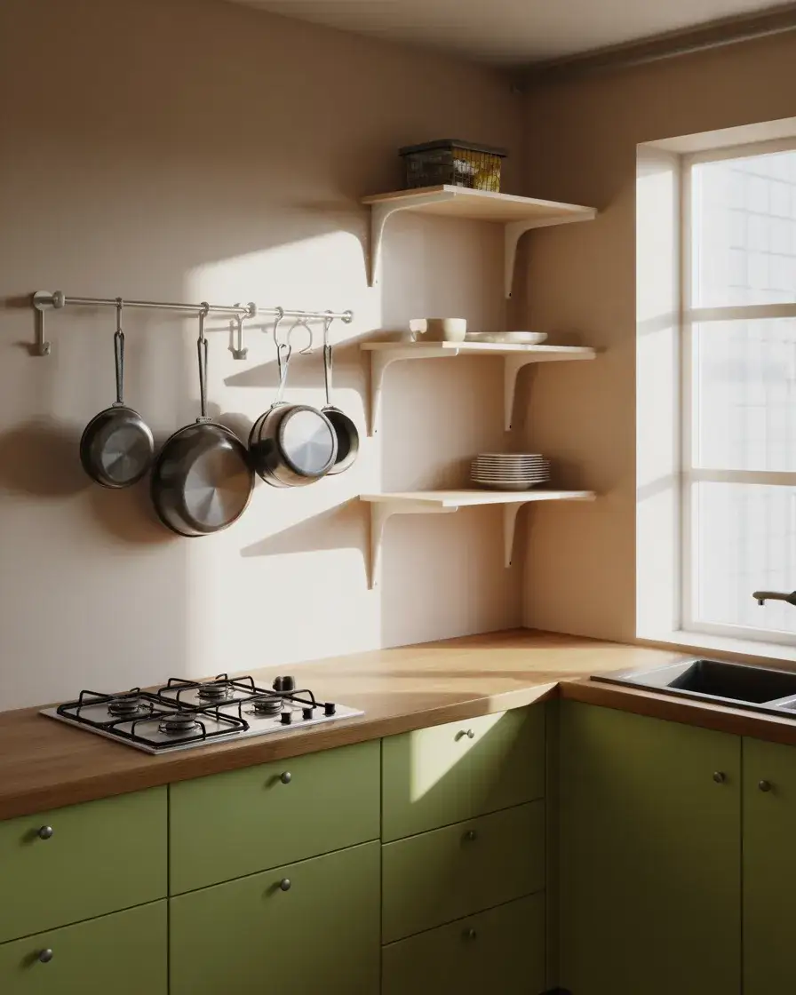 Wall-Mounted Pot Rack for Small Kitchens 2