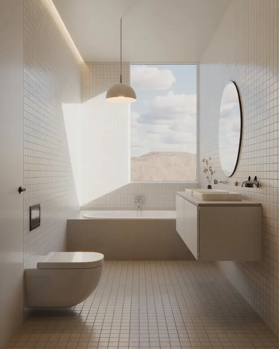 White Bathroom With Floating Vanity 1