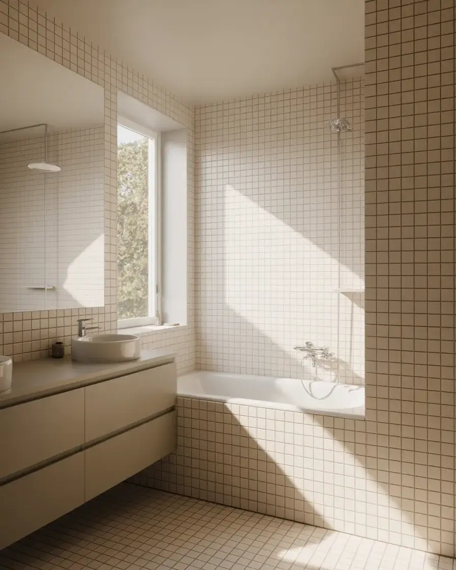 White Bathroom With Floating Vanity 2