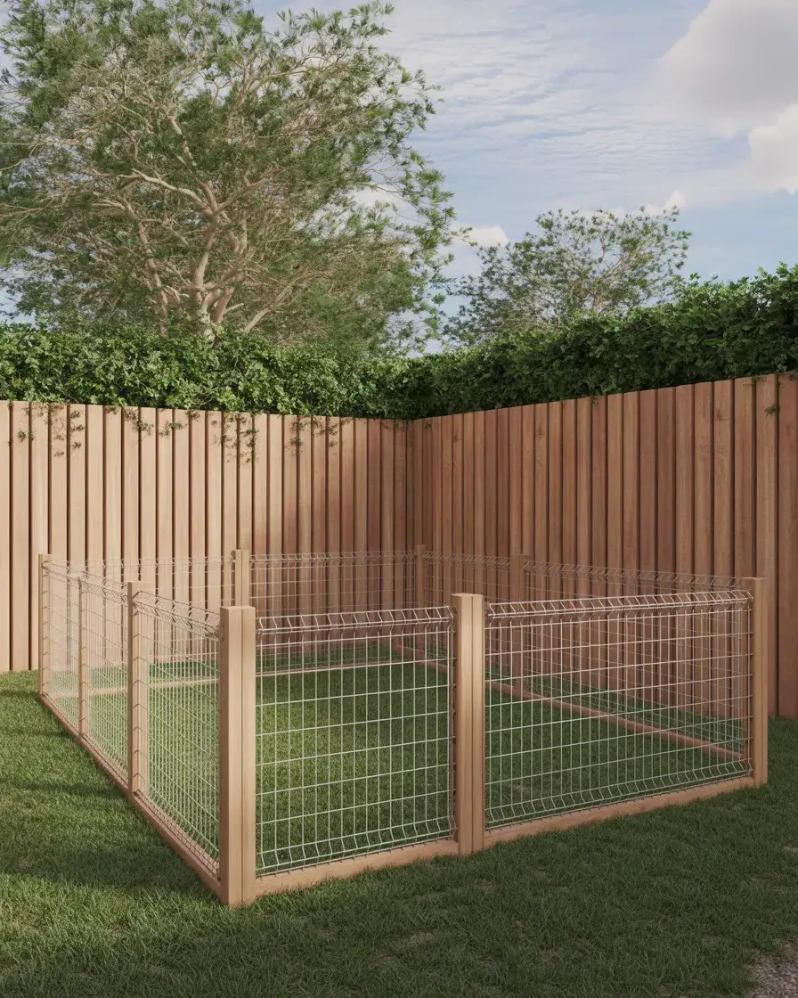 Wooden Dog Run Fence 1