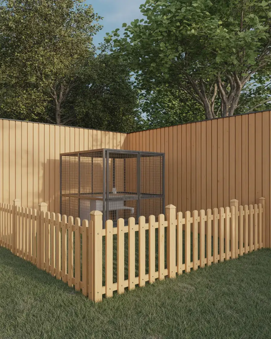 Wooden Dog Run Fence 2