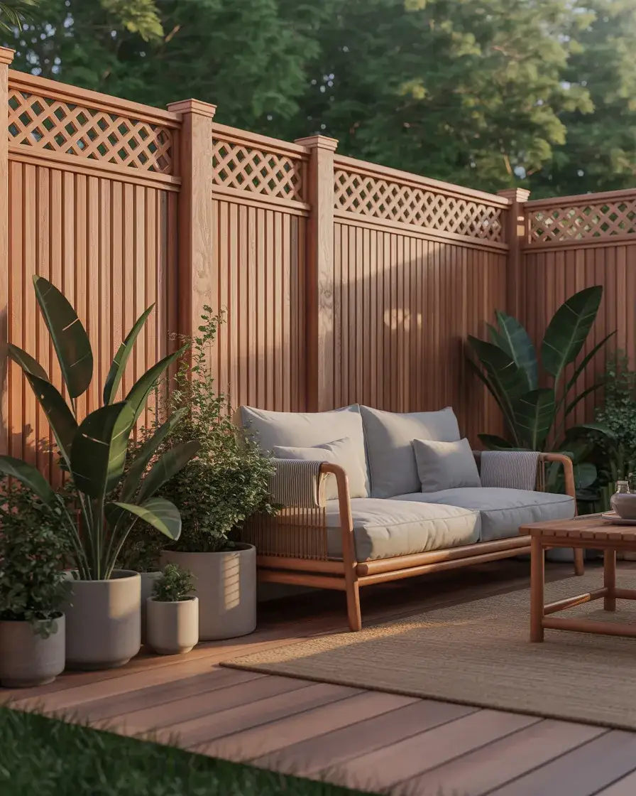 Wooden Privacy Fence with Lattice Top 1