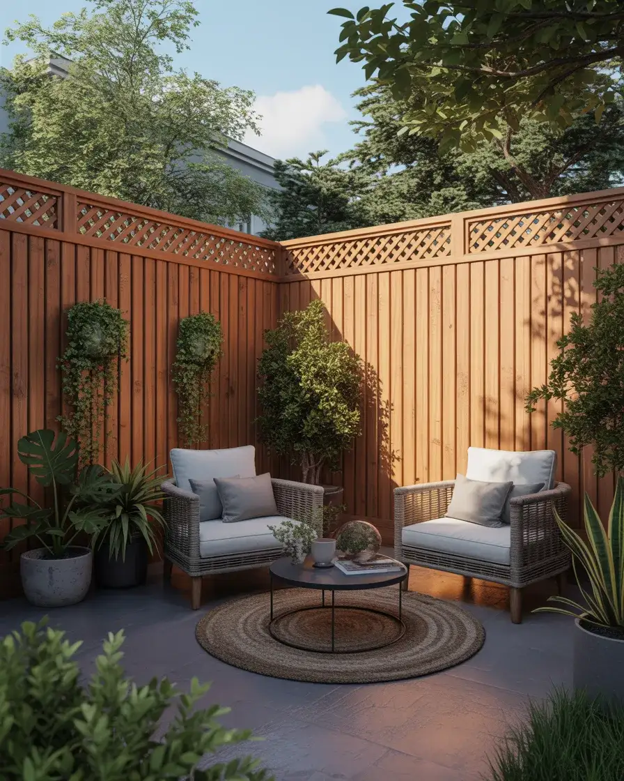 Wooden Privacy Fence with Lattice Top 2