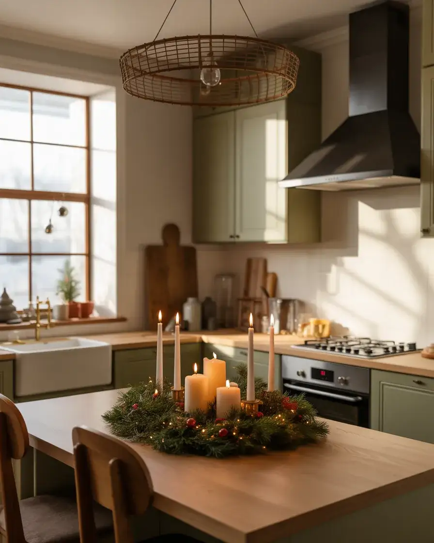 Xmas Kitchen Island Candle Display 2