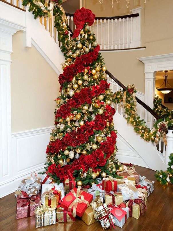 10 Ft Red Flowers Gold Accessories Beautiful Christmas Tree - Shrih  Management