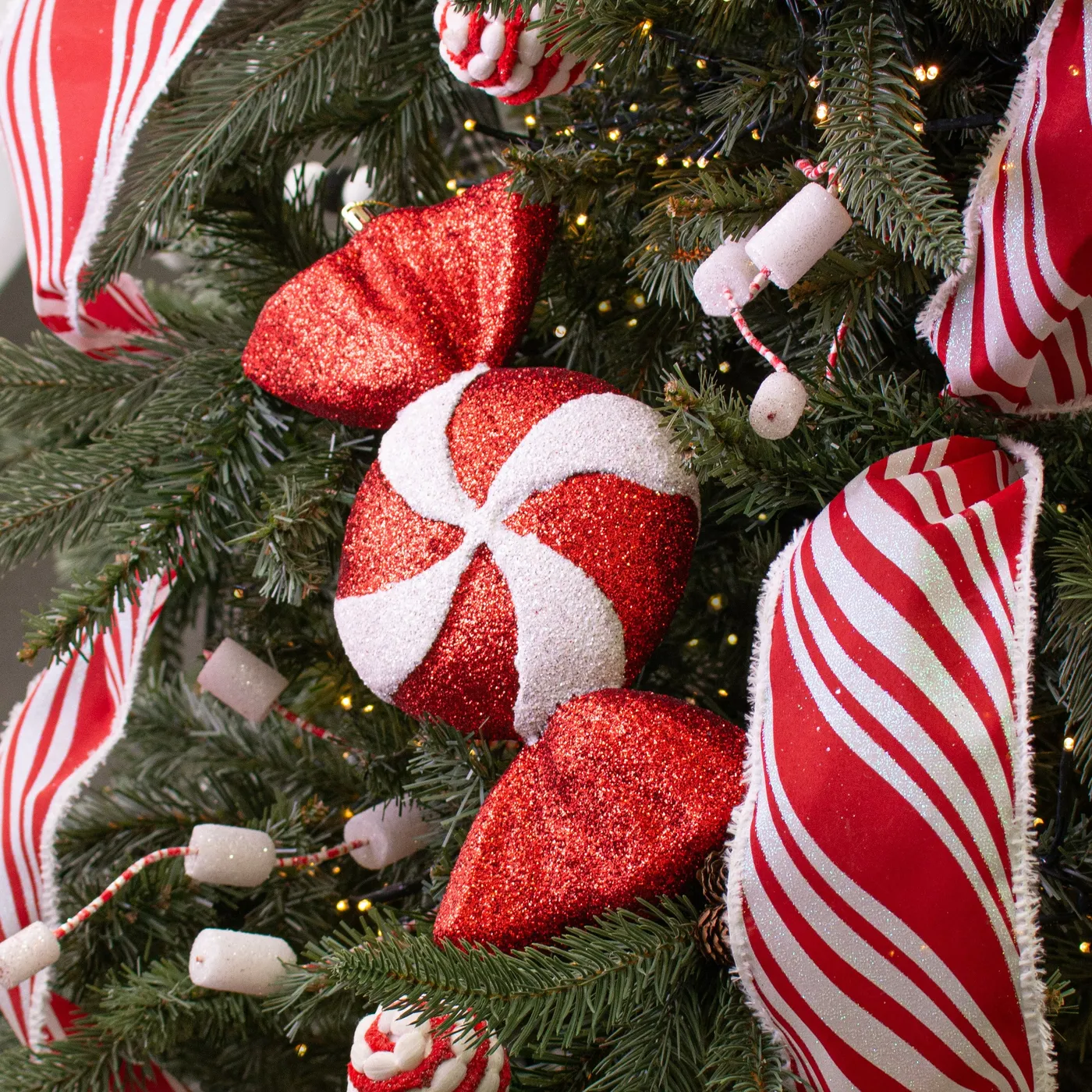 11 Christmas Ornament, Peppermint Candy, Red/White, Handmade, Holiday Tree  Gift