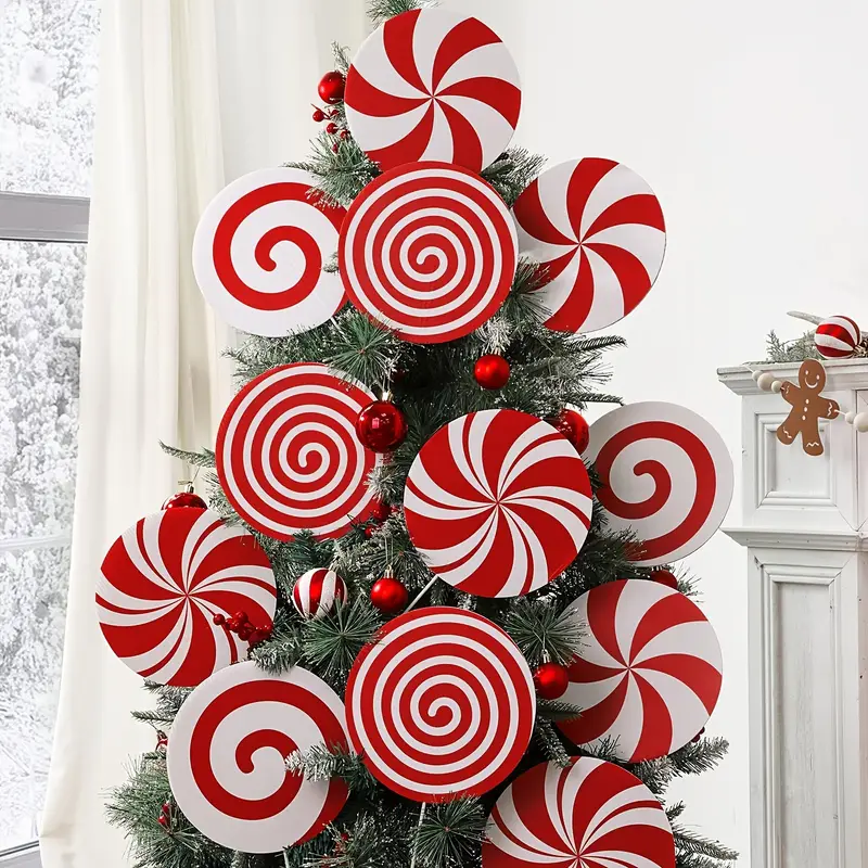 12 large red white peppermint lollipops christmas tree - Temu United Kingdom