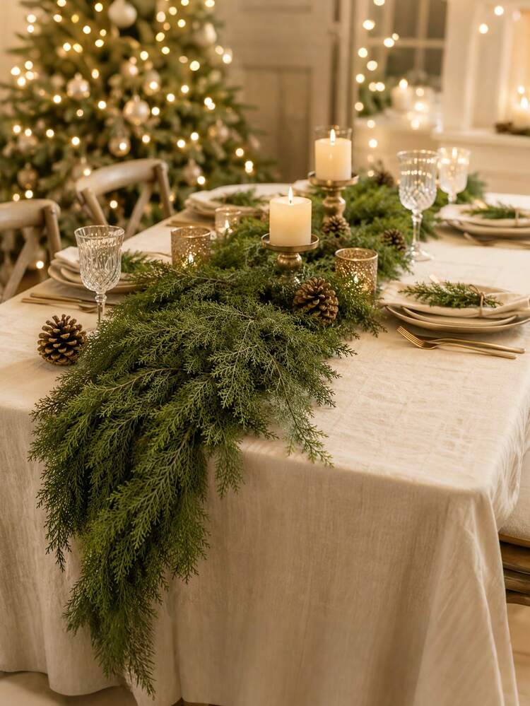 1/2pcs 71 Inch Christmas Pine Needle Wreath, Artificial Cedar Evergreen  Wreath, Realistic Greenery Pine Leaf Garland, Suitable For Christmas Home  Decor, Stair Railing, Door, Window, Table Runner, Wa