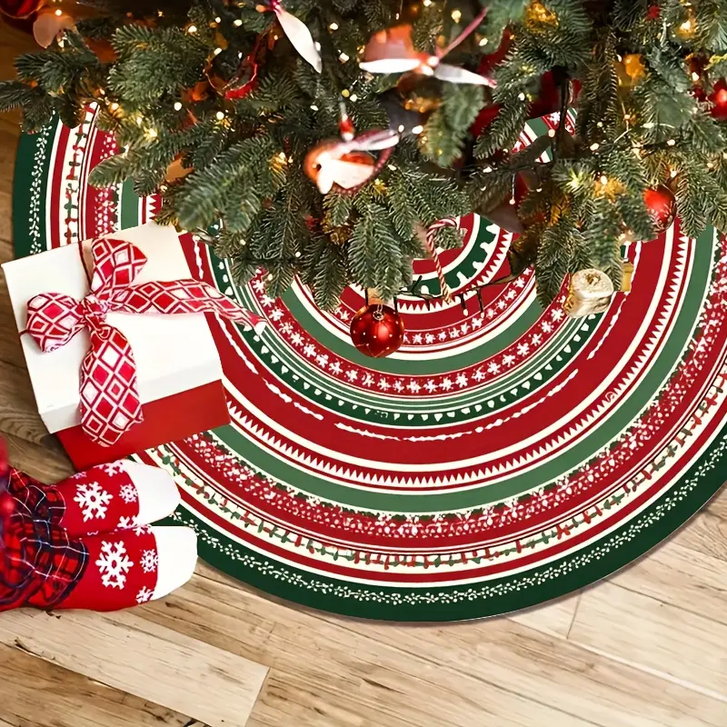 1pc board stripe christmas tree skirt red green white - Temu Qatar