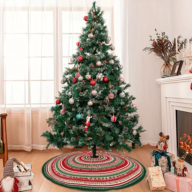 1pc board stripe christmas tree skirt red green white - Temu Qatar