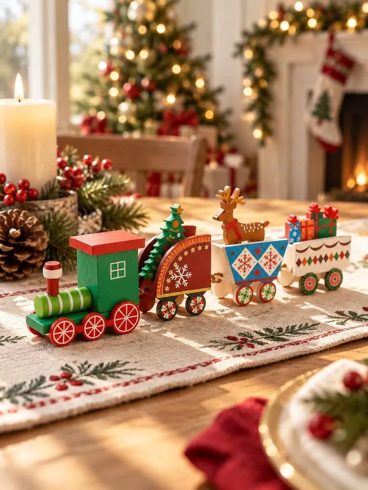 1pc Christmas Train Desktop Decor, Mini Christmas Train Figurine With  Reindeer Gift Box, Pine Tree And Snowflake Print, Holiday Table  Centerpiece, Suitable For Fireplace Mantel, Bookshelf, Table, ..