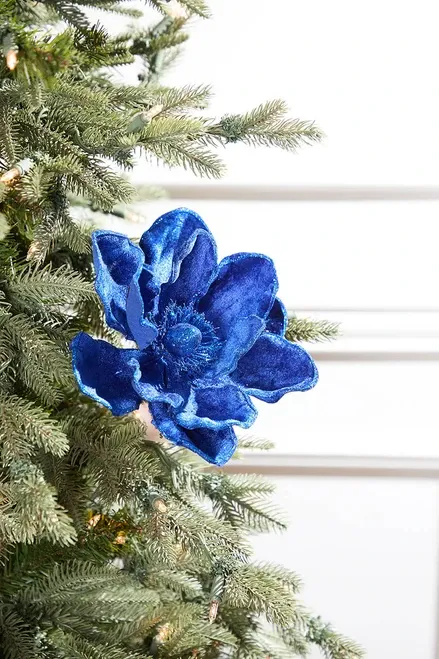 24' Deluxe Velvet Saphire Magnolia Stem - Decorator's Warehouse