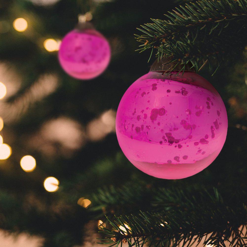 2.5' Fuchsia Ava Mercury Glass Ball Ornament Christmas Holiday Decorat -  Luna Bazaar | Boho & Vintage Style Decor