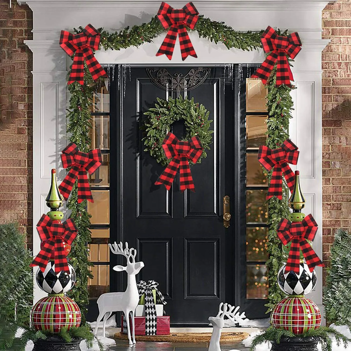 2Pieces) Holiday Christmas Red and Black Buffalo Check Plaid Bows15-Inch,  Christmas Decoration Wreath Bows, Front Door Bows Plus Bonus Holiday Goody  Bag – NRublis