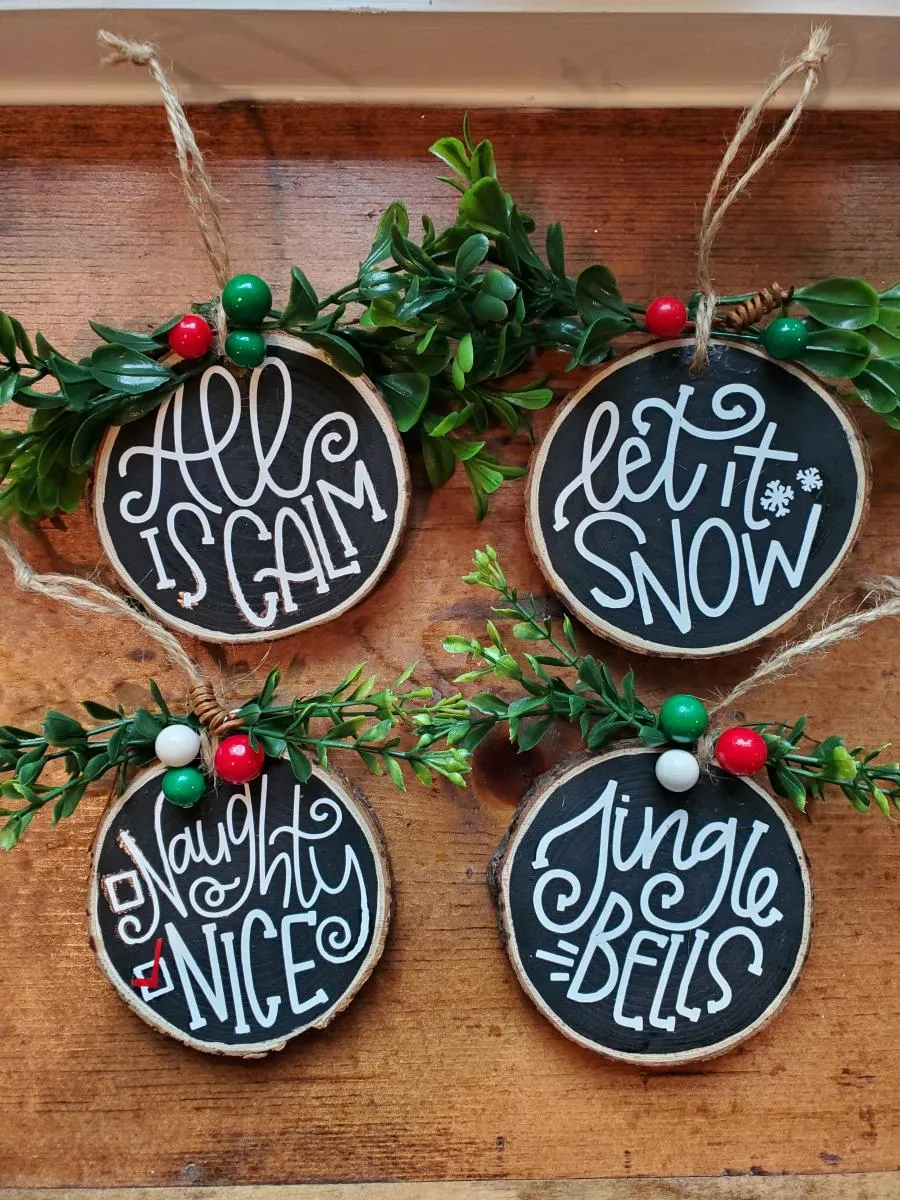 3' Set A Wood Slice Ornament; Rustic Christmas Tree Ornament- Wood Slice  Ornament - Eventeny