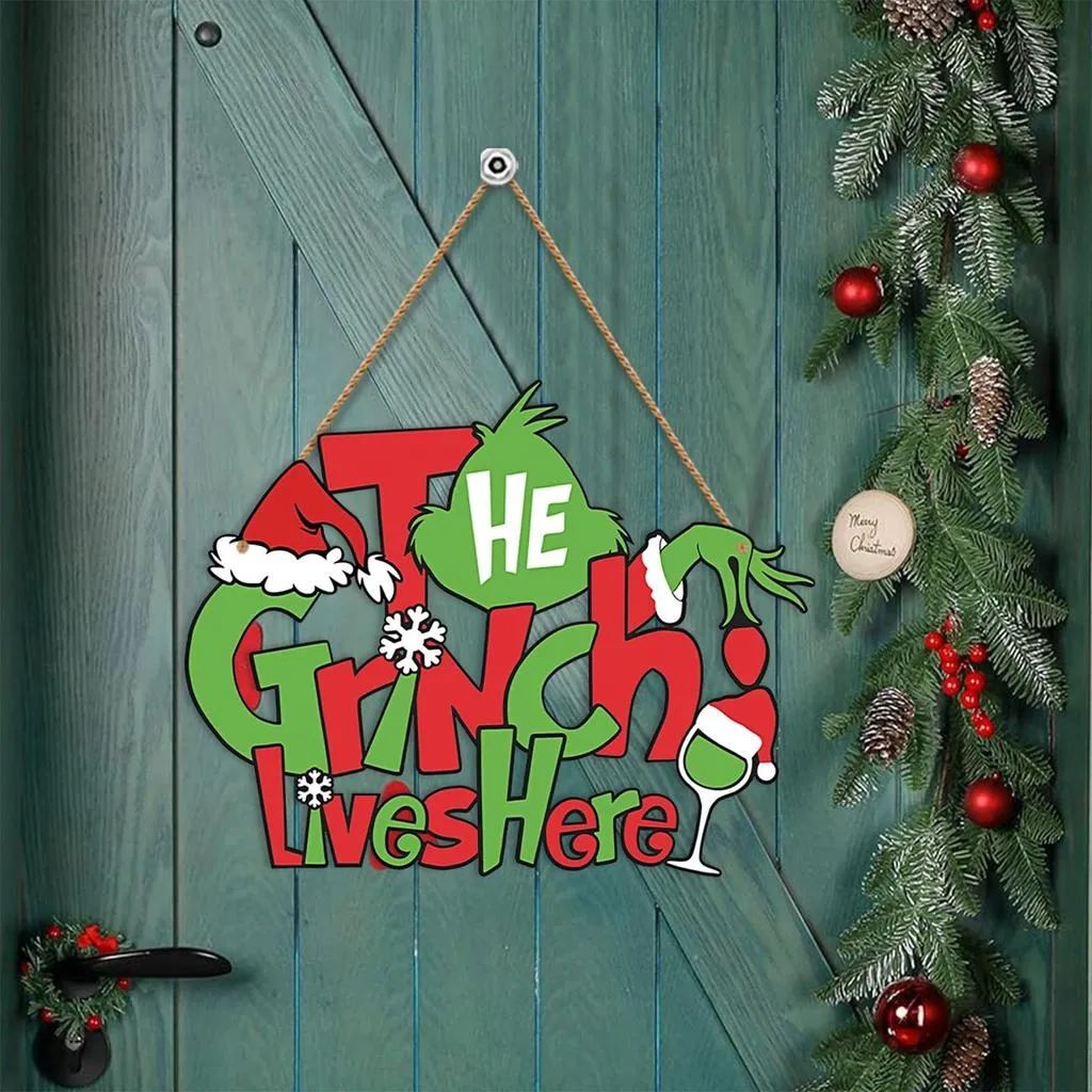 343 fiyatlarından başlayan Merry Grinchmas Sign Decor Front Door Hanging Christmas Wall Pediments for Farmhouse Porch Outdoor Indoor Winter Xmas Sign Wooden Grinch ürünlerini satın alın | Joom