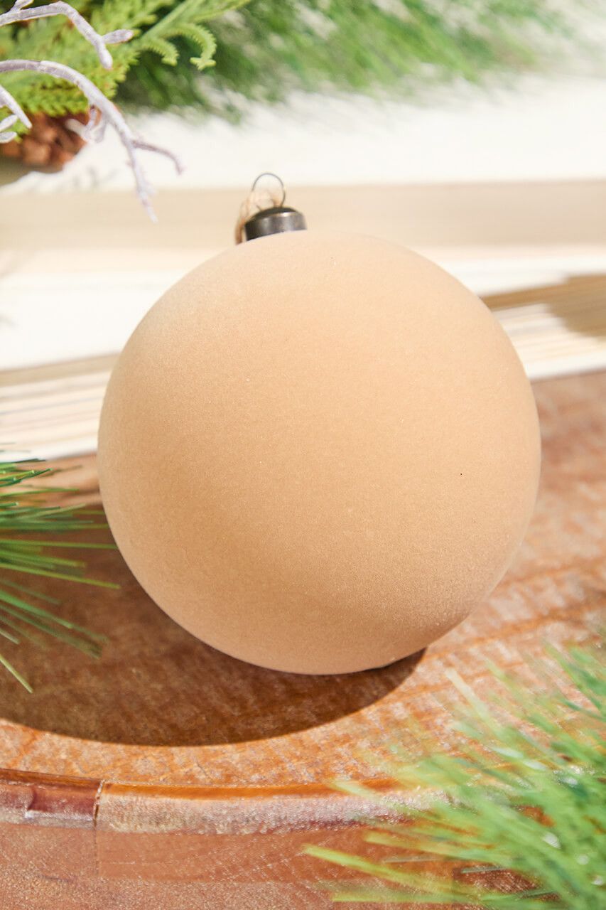 4' Velvet Flocked Ornament - Tan