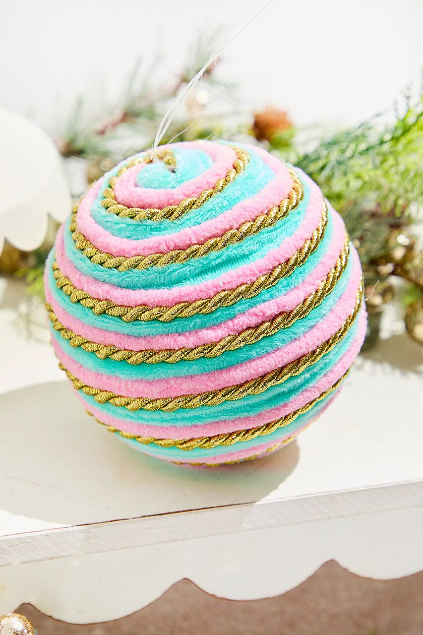 5' Aqua & Pink Twirl Ball Ornament - Decorator's Warehouse