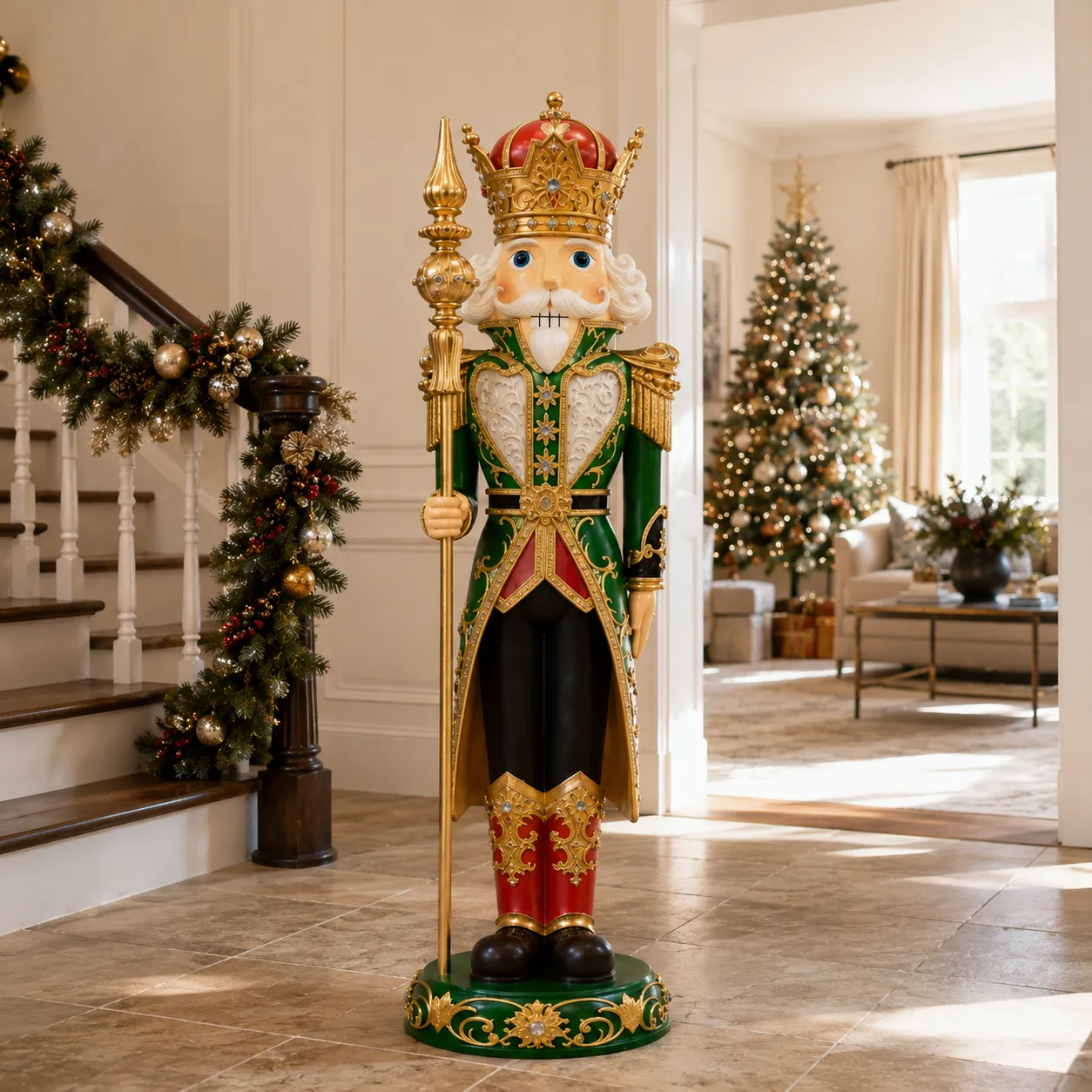 5 FT Red & Green King Nutcracker With Staff Classic Warm / Green Wire Bring  soft sparkle to your – maxpaycars.com