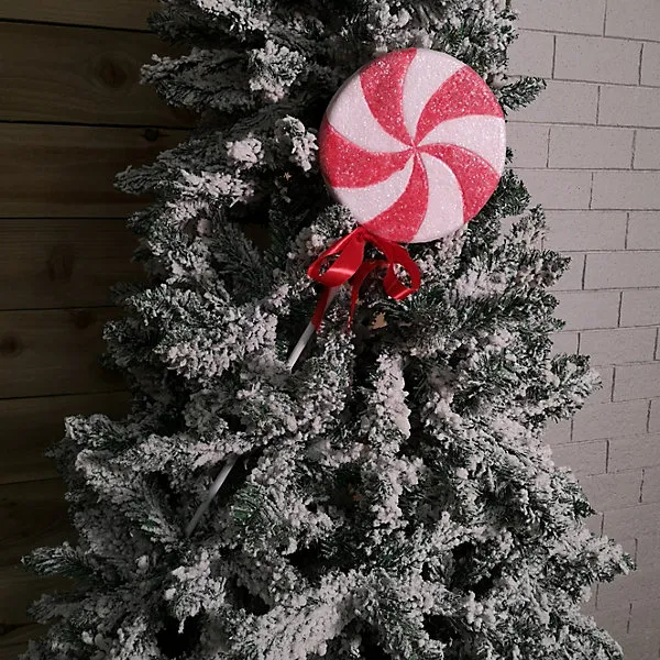 56cm Red and White Spiral Candy Cane with Stem