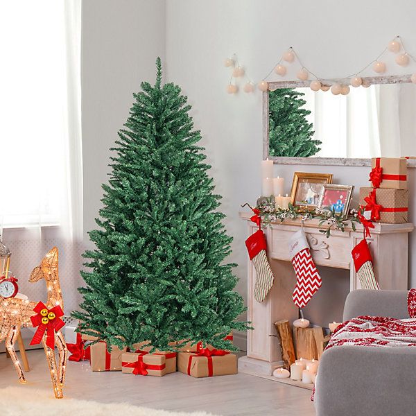 6 FT Artificial Xmas Tree Hinged Christmas Tree with PVC Branch Tips Easy  Setup