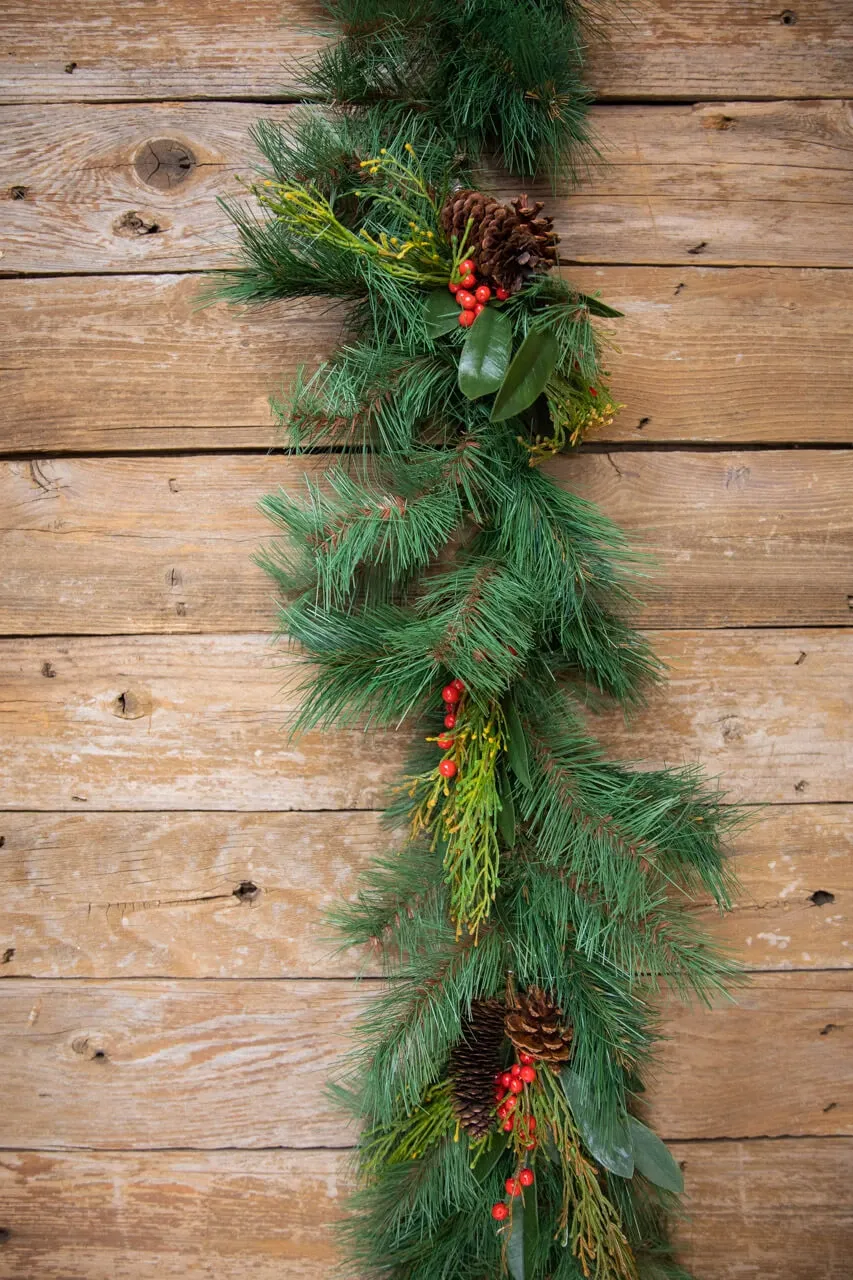72” Pine Garland with Pinecones & Berries - Decorator's Warehouse