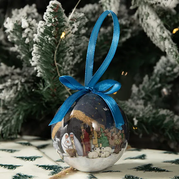 7cm Set of 14 Traditional Vintage Nativity Christmas Tree Baubles