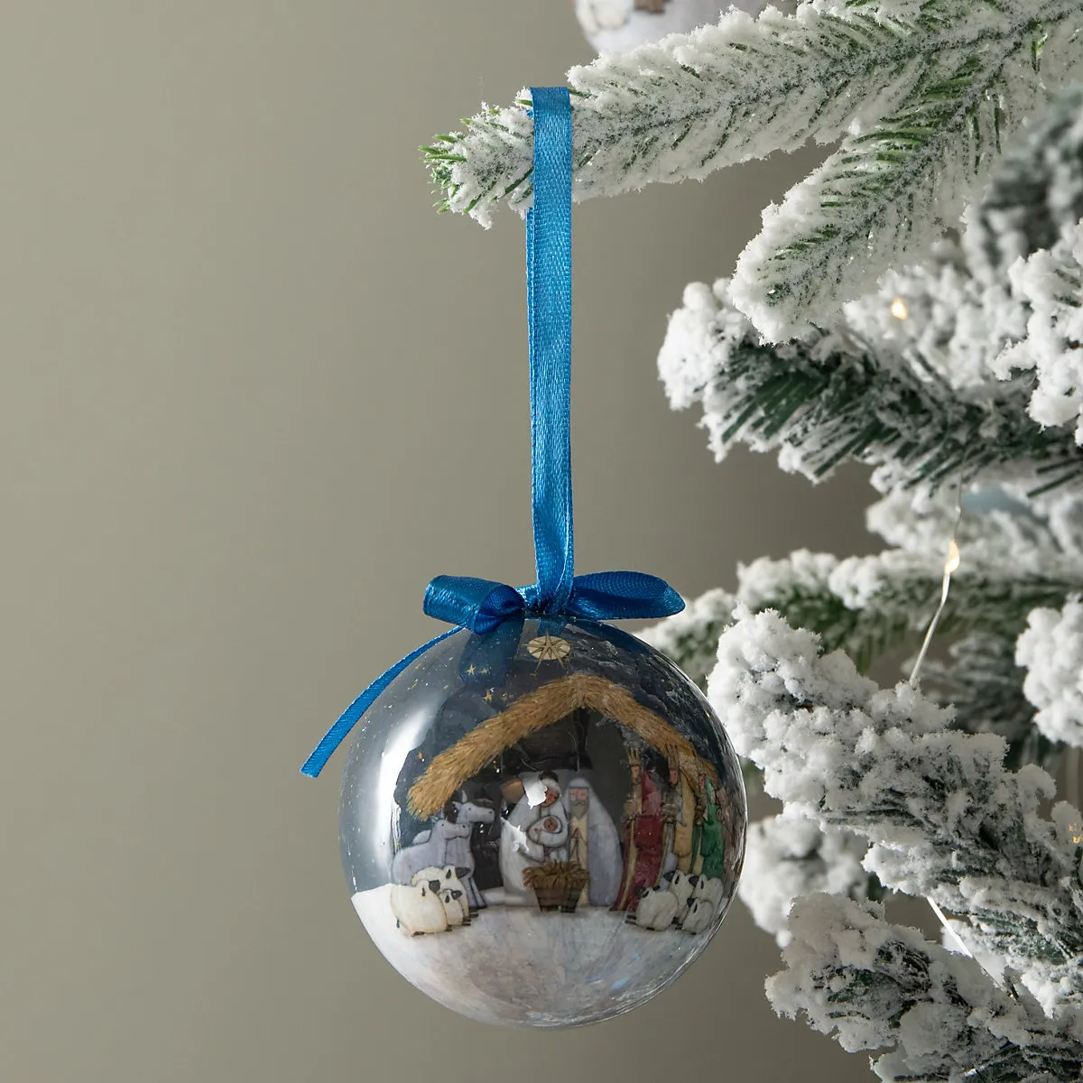 7cm Set of 14 Traditional Vintage Nativity Christmas Tree Baubles