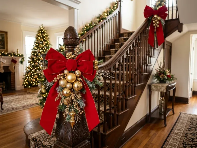 9 Christmas Staircase Garland Ideas That Last | CozydecorTip