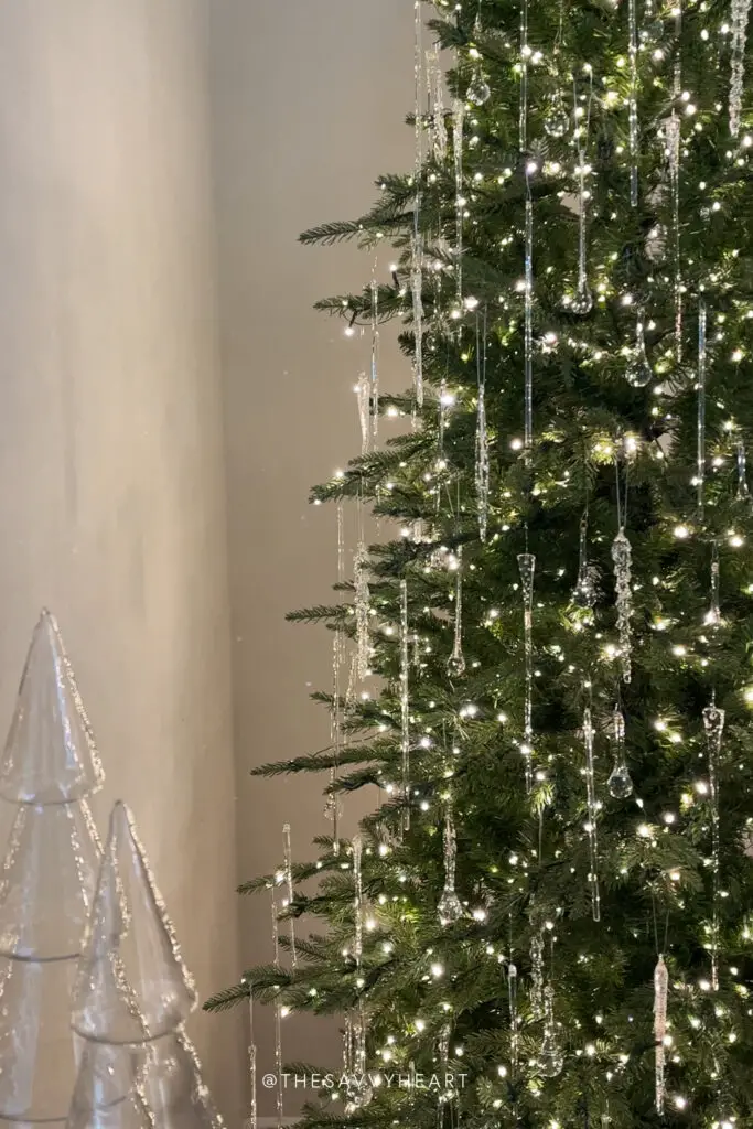A Modern & Unique Icicle Christmas Tree With Hand Blown Glass Ornaments | The Savvy Heart | Interior Design, Décor, and DIY