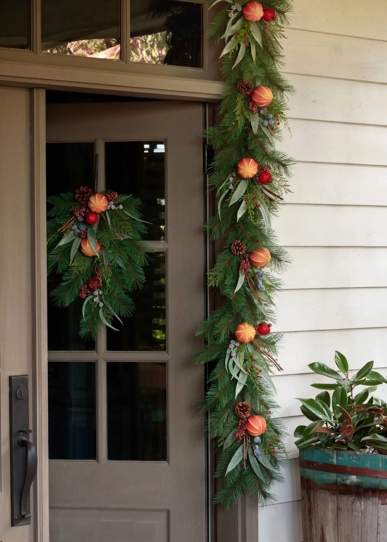 Artificial Holiday Pine and Fruit Southern Colonial Garland - 72' – Afloral