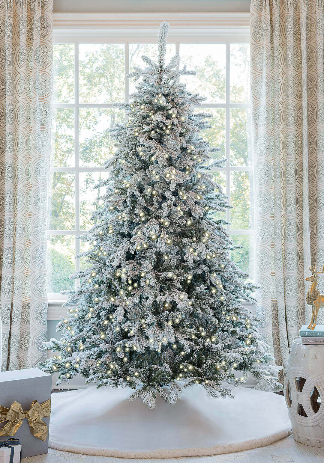 Big White Christmas Trees With Lights Pre-Lit Artificial Christmas Trees – King Of Christmas