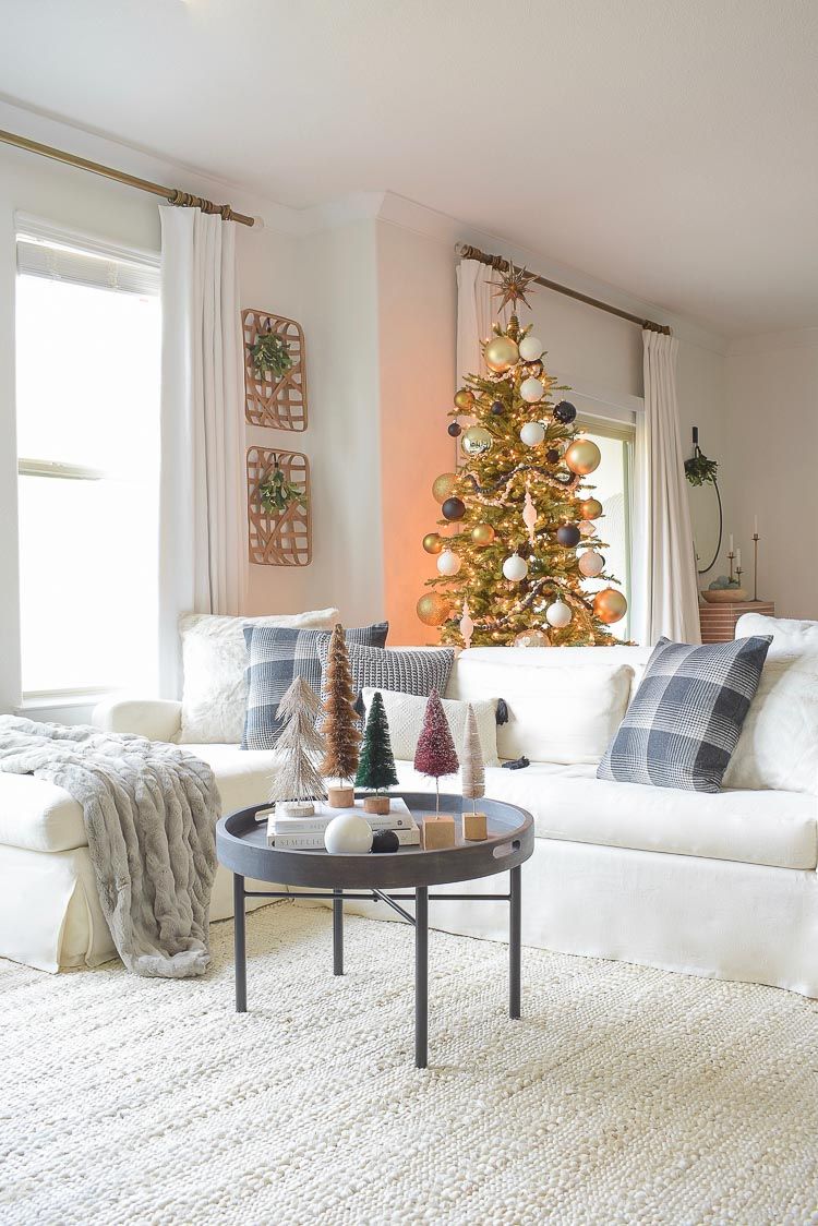 Black, White & Gold Modern Christmas Living Room Tour - ZDesign At Home