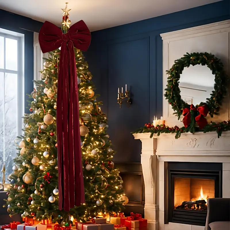 bow large wine red velvet bow christmas - Temu