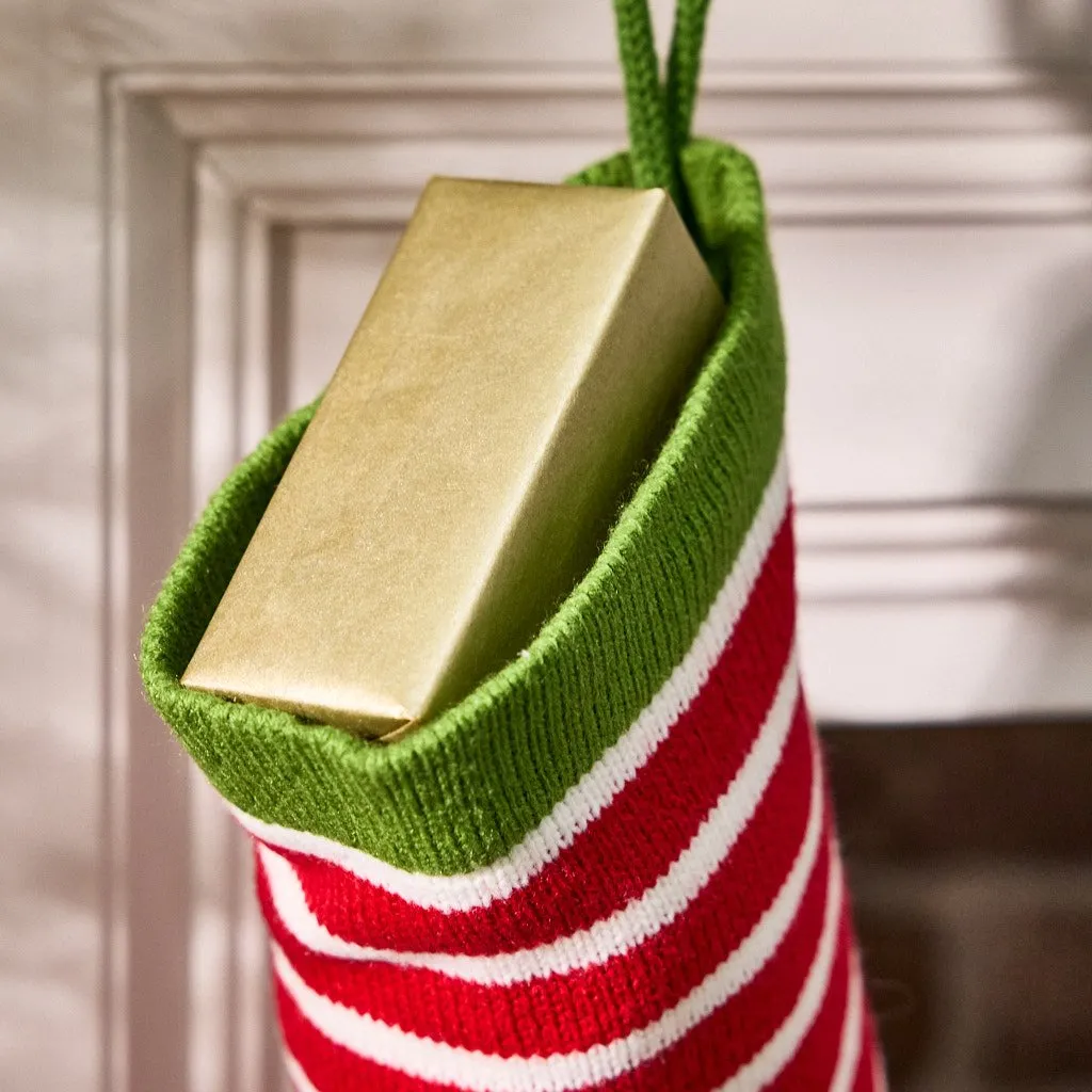 Buy Dibor Knitted Candy Stripe Christmas Stocking - Green | Christmas stockings | Argos