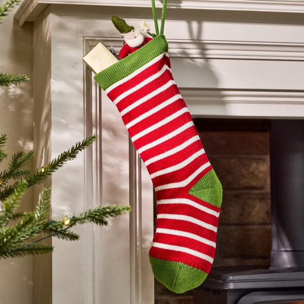 Buy Dibor Knitted Candy Stripe Christmas Stocking - Green | Christmas stockings | Argos