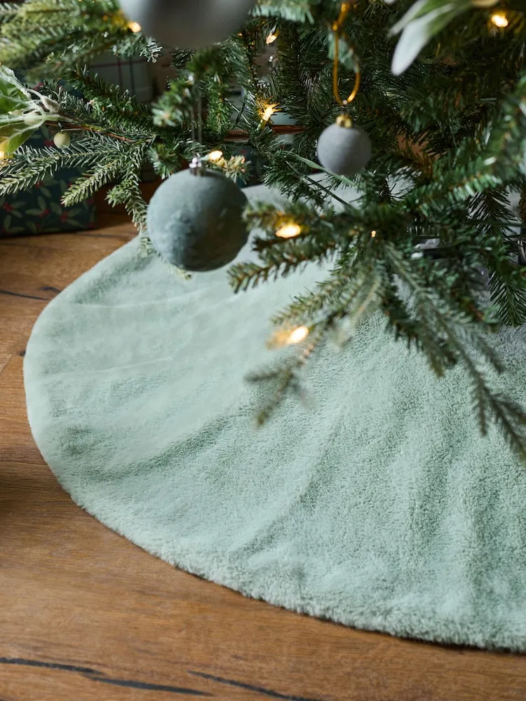 Buy Sage Green Faux Fur Christmas Tree Skirt from the Next UK online shop