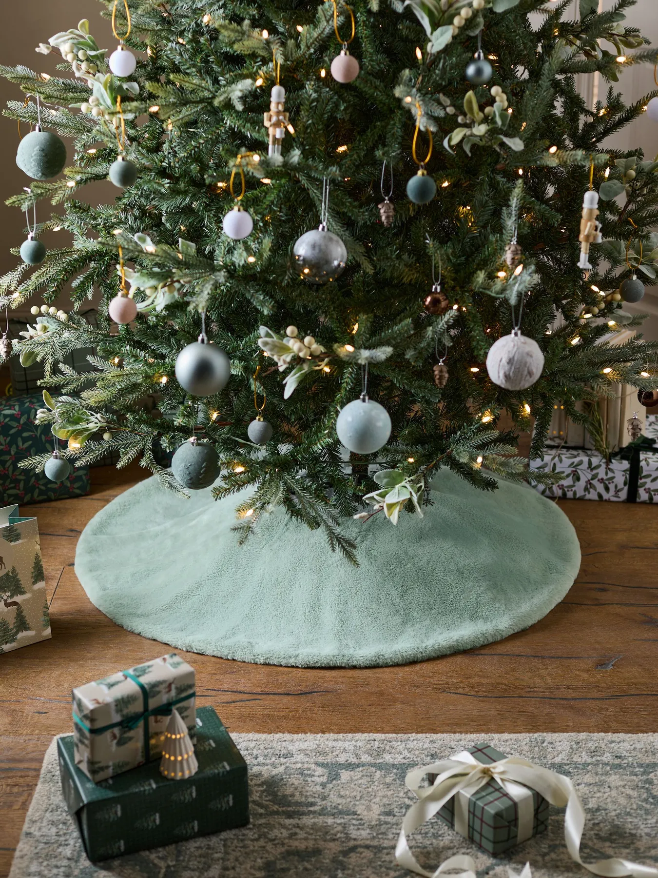 Buy Sage Green Faux Fur Christmas Tree Skirt from the Next UK online shop