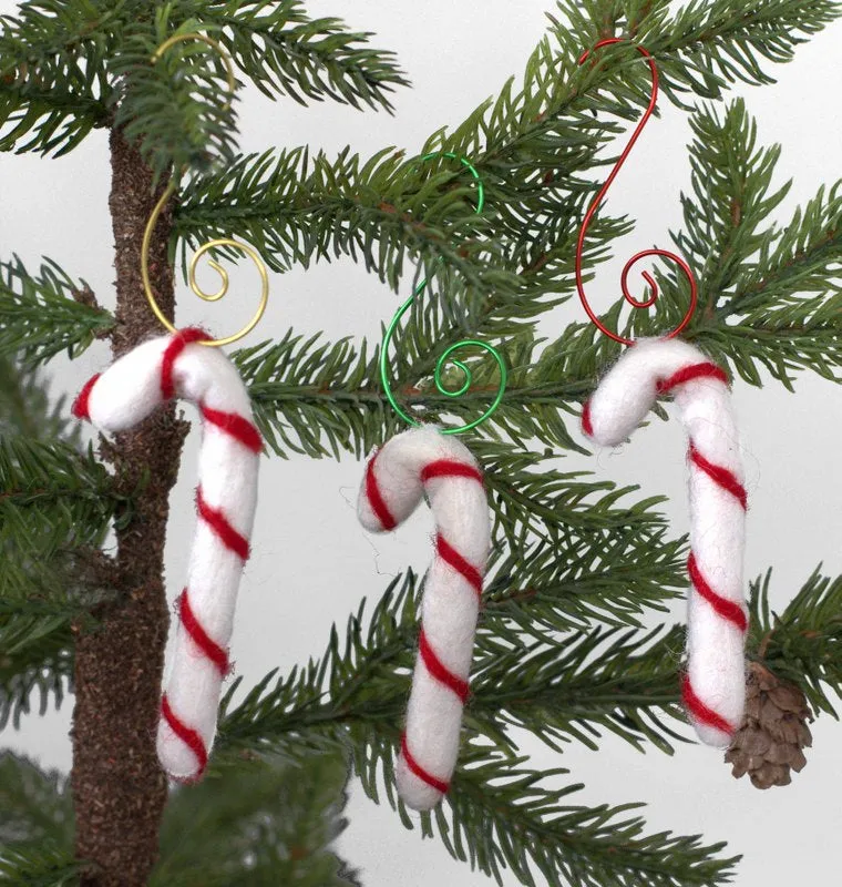 Candy Cane Christmas Tree Ornaments with Red, Green & Gold Hooks- Handmade by Matthew and Mae – Matthew + Mae