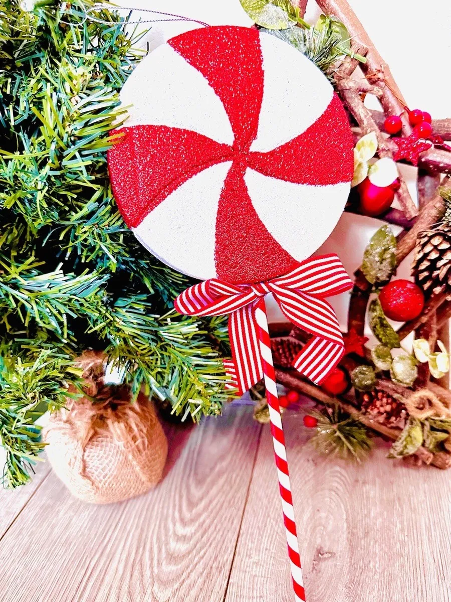 Candy Cane Christmas Tree Peppermint Red & White Hanging Lollipop  Decoration | eBay UK